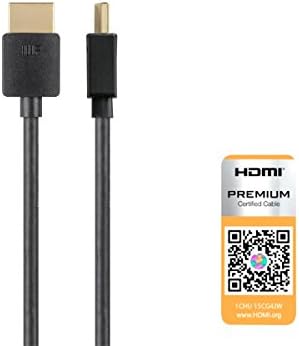 Високоскоростен HDMI кабел Monoprice - 2 метра - Черен | Сертифициран Премия, 4K @ 60Hz, HDR, 18 Gbit/s, 36AWG и 124184 Високоскоростен HDMI кабел - 3 метра - Черен | сертифициран Премия, 4K @ 60Hz, HDR,