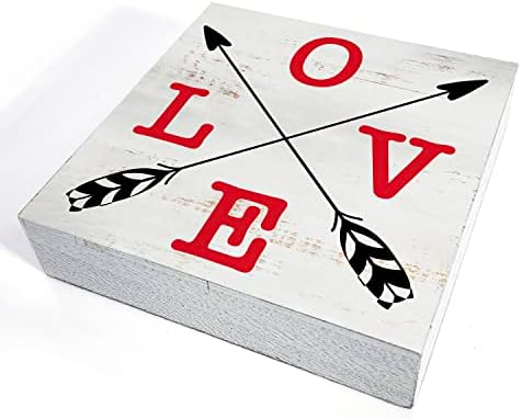 Любовта Валентин Дървена Кутия Знак за Интериор на Селски Свети Валентин Цитат Дървена Кутия Знак Блок Табела за Стена,