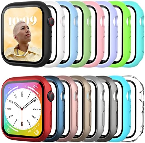 Цветен калъф Bougraite 16 Пакет за Apple Watch Серия 3/2/1 38 мм, с фолио от закалено стъкло, здрав, устойчив на надраскване