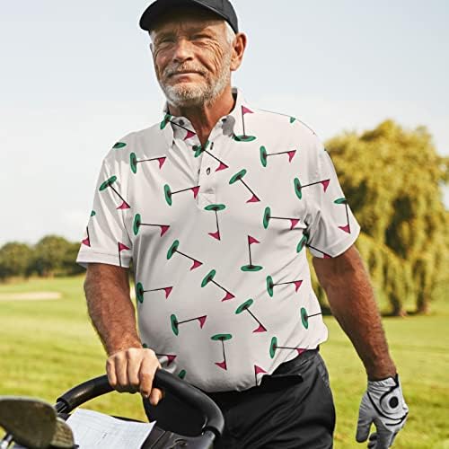 Забавни Мъжки Ризи Топка за голф, Стръмни Polo Ризи с Къс Ръкав за Играчите на голф, Хавайски Ризи Поло с Принтом