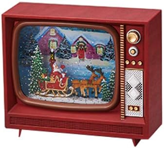 Коледен музикален телевизор ASCA Object (с led), Червен, 9,8 x 3,4 x 8,3 инча (25. x 8,7 x 21 см)