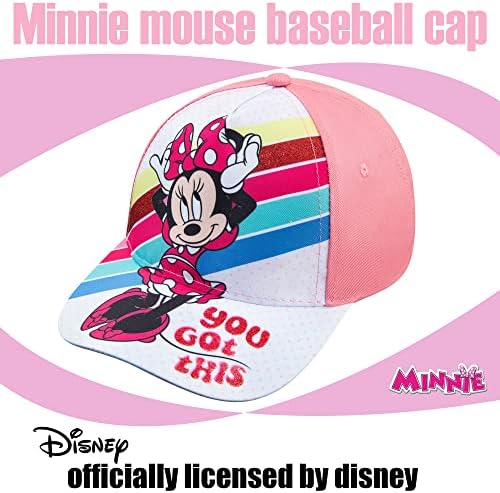 Розова бейзболна шапка на Disney Minnie Mouse за малки момичета на Възраст 2-4 години - Регулируема закопчалка от велкро (розово