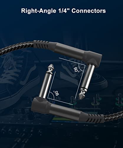Китара кабели Elebase, 3 комплекта, с 6-Инчов Кабел за Педали ефекти, аудио кабел в оплетке с прав ъгъл 1/4