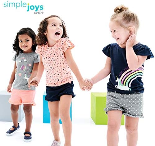 Тениски Simple Joys by Carter's за малки момичета с къс ръкав и шарките, опаковки от 3