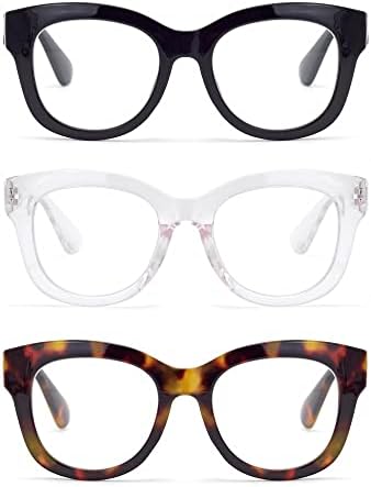 Дамски Очила за четене Autojouls Голям размер, Очила за Четене с Блокиране на Синя Светлина, Очила с Пружинным тръба на шарнирна