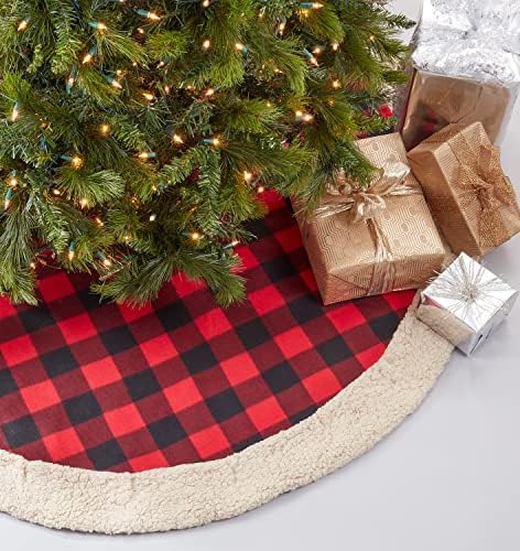 Коледен Отглеждане Fennco Styles в клетката на Бъфало с белезници от шерпи 10 x 18 см - Червени Чорапи за дома,