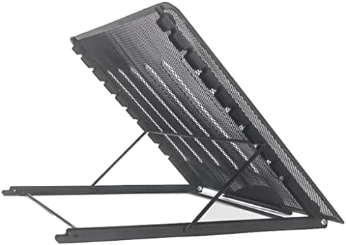 DLOETT Черно Вентилирани Титуляр за лаптоп с голям Мрежа, Настолна Поставка-Регулируема По Височина Метална Поставка