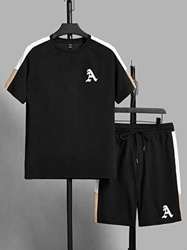 FIOXA / Мъжки облекла от две части, Тениска с контрастиращи фигура под формата на буква, ръкави Raglan със странично