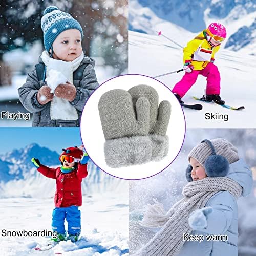 Qvkarw/ Зимни Детски Топли Ръкавици с пълни пръсти, Еластични плетени калъф за Ски Ръкавици, подходящи за деца