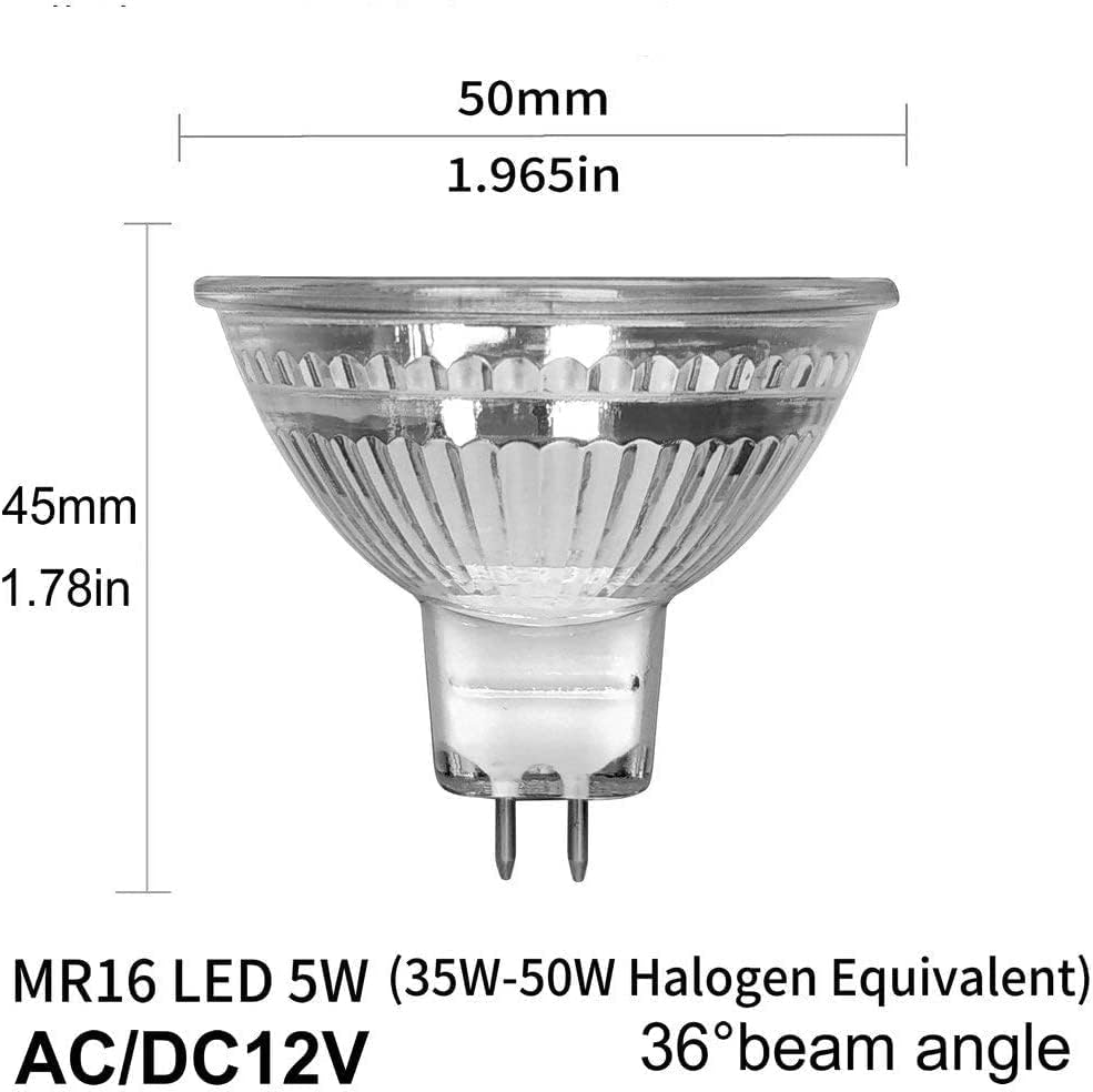 Led лампа MR16, AC/DC12V, Топъл Бял, 5 W (еквивалент на 50 W халогенна лампа), GU5.3, Ниско напрежение, 4 бр. в опаковка