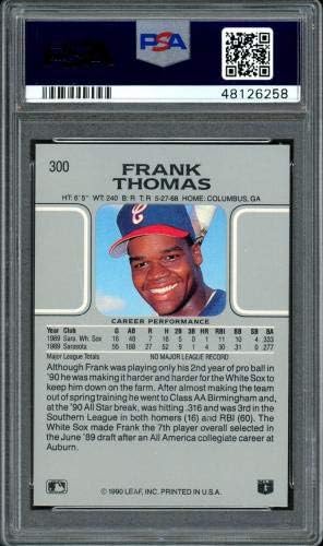 Франк Томас с автограф от 1990 Leaf Карта Начинаещ #300 Чикаго Уайт Сокс Авто 9 Клас Карта, Gem-MT 10 PSA / ДНК #48126258 - Бейзболни картички MLB с автограф