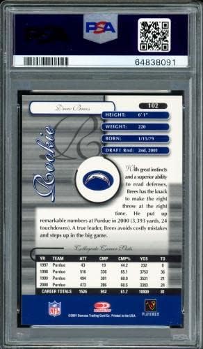 Дрю Brice с автограф от 2001 Donruss Elite Новобранец Card #102 New Orleans Saints Auto Grade Gem Mint 10#116/500 PSA/ DNA #648,38091 - Карта за начинаещи с футболни надписи с автограф