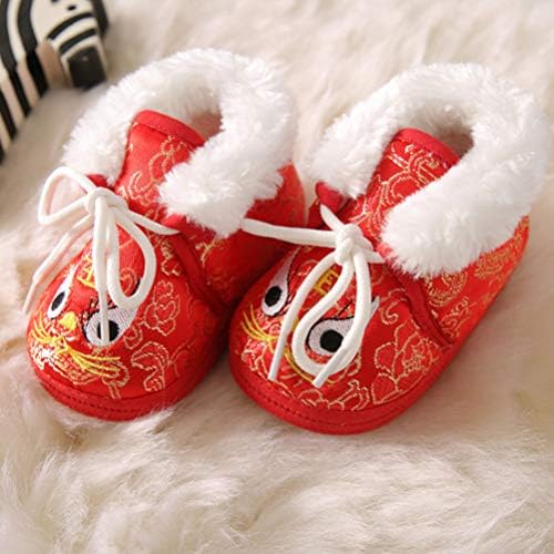 Happyyami/Чехли за новородени, Зимни Обувки, Детски Топли Китайски Обувки с глава на Тигър, Бродирани, за
