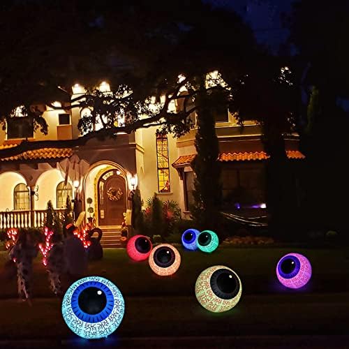Надуваеми Играчки VIKASI за Хелоуин Външни Декорации, Дистанционно Управление Възгордява Очната Ябълка Декор за Хелоуин с 16 Цветни светодиодни крушки, Вградени за Пр