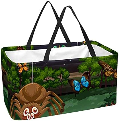 50Л Чанти за пазаруване Пеперуди И Паяци през Нощта Сгъваема Кутия За Пазаруване Чанта-Тоут за продукти с Дръжки,