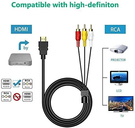 Кабел HDMI-RCA, Mcxan 1080P 5 фута/1,5 м, HDMI Plug 3-RCA Съединители Видео Аудио AV Кабел Жак Адаптер Предавател за HDTV