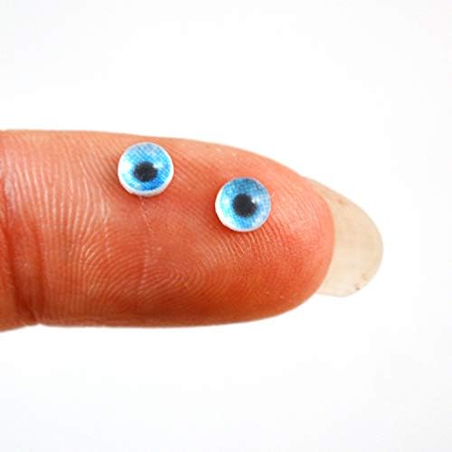 4 мм Малки Светло Сини Човешки Стъклени Очи Двойка Малки Кабошонов с Фиксирана Облегалка за Играчка Скулптура, Художествена