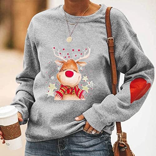 Коледни пуловери Xiloccer за жени 2021, най-грозна коледна потник, пуловер Дядо Коледа с кръгло деколте, топли зимни