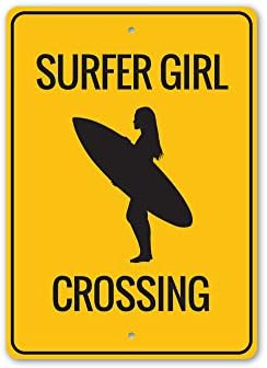Преход Момичета-Серфингистки, Знак Зона за Сърфиране, Момиче-Серфингистка, Дъска за сърф, Алуминиева табела Rides The Waves