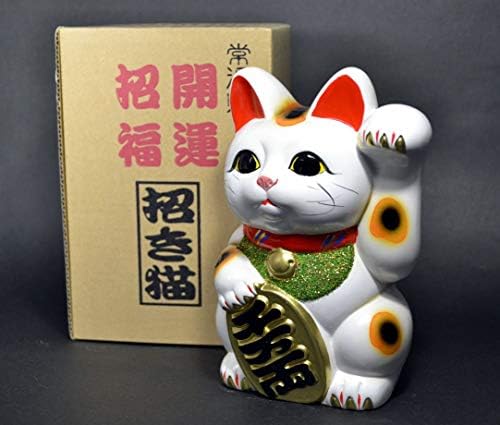 Произведено в Япония Лъки Cat 7.5Tokoname Порцеланов Бял Maneki Neko Лявата Ръка