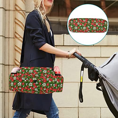 CaTaKu ягоди Бяло цвете количка организатор на чантата е универсална детска количка аксесоари чанта с 2 подстаканниками