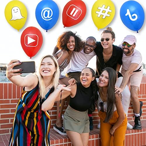 Балони за партита в социалните мрежи (12 бр.)! 4еа. Червени, жълти и сини 12-инчови латексови балони с участието