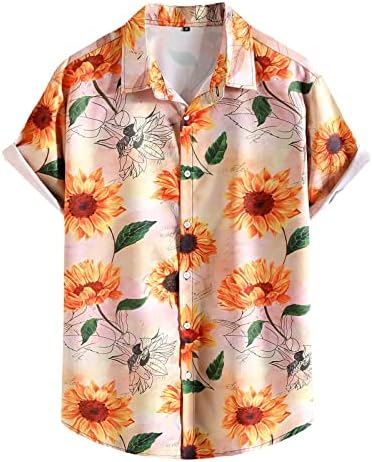Мъжки Ленени Ризи, Хавайска Риза с къс ръкав за Мъже, Мъжки Модни Летни Празници Плажни Ризи, Хавайски Ризи за Мъже