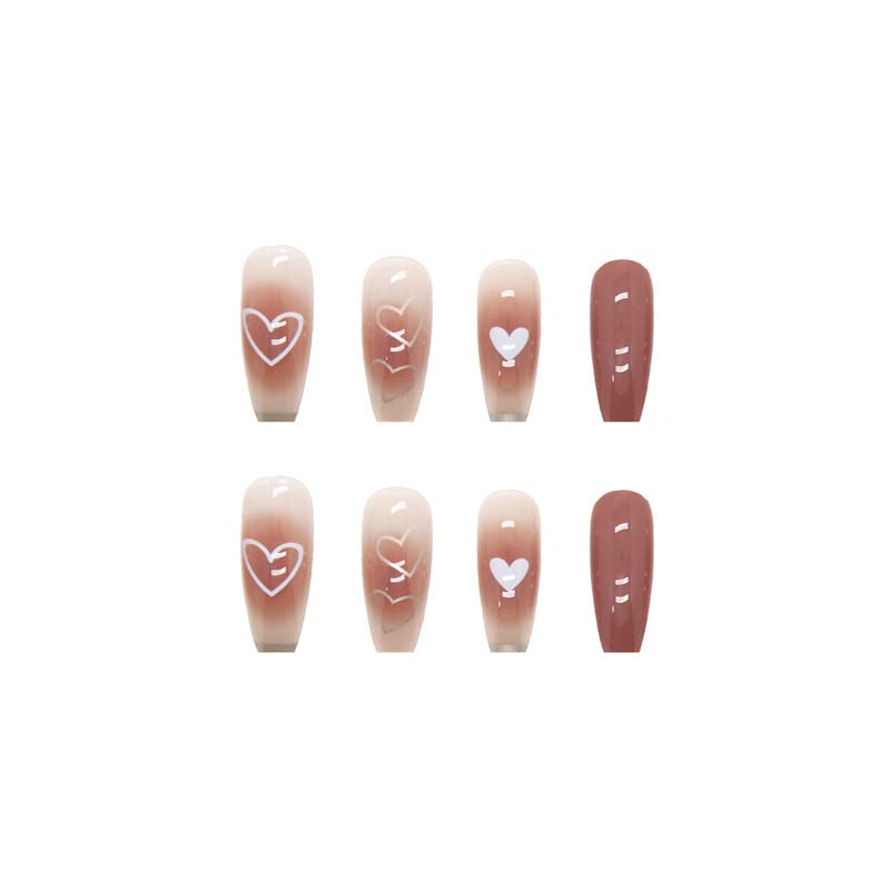 24 (бр) Френски ноктите със Средна дължина, Висококачествено Розово печат на ноктите, Отгоре нокти с красив дизайн Любов,