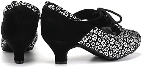 Дамски обувки за латино танци HIPPOSEUS със затворени пръсти дантела, Обувки за практикуване на Бални танци, Салса, Танго, Обувки