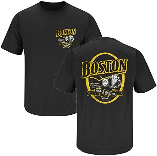 Бостонские хокейни фенове. Бостън - Пияница град с хоккейными проблеми Черна тениска (Sm-5X)