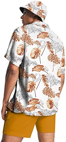 Babioboa Мъжки Хавайски Ризи, Комплекти от 2 теми, Плажни Дрехи, Копчета, Тропически Костюм с Принтом Алоха и широка периферия