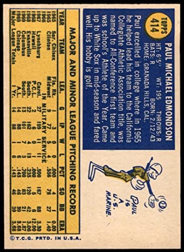 1970 Topps 414 Пол Эдмондсон Чикаго Уайт Сокс (бейзболна картичка), БИВШ играч на Уайт Сокс