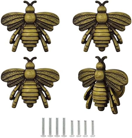 Mizhang Декоративни Дръжки за шкафа с Пчели, Метални цинк таблетки Химикалки с един Отвор за Пчелите, Теглене на