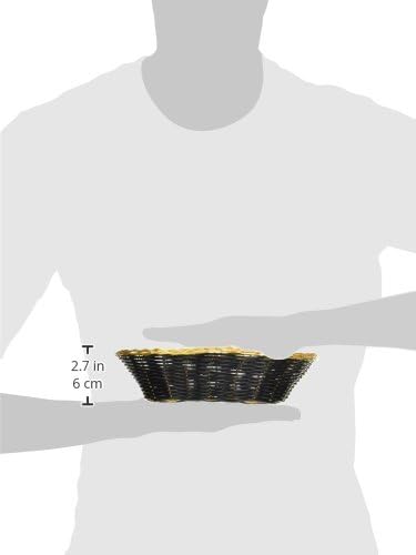 Кошница от ракита Winco Овална форма, 8,13 инча на 8,13 инча на 2-5 / 8 инча, Черно с тапицерия злато