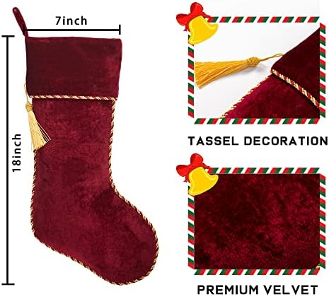 MOSTOP Персонализирани Коледни Чорапи, 18 Големи Кадифени Коледни Чорапи с Четка за Деца Семейно Парти Украса За Камината