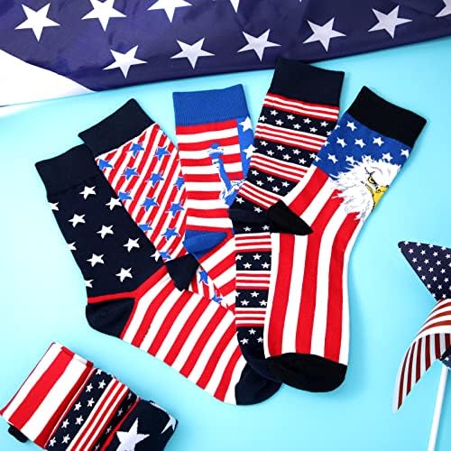 Vicenpal, 8 Двойки, Новост, носене под дрехи с Флага на сащ и Звездите, Патриотични Чорапи на Райета в стила на Свободата на САЩ, Ежедневни Чорапи за Екипажа, Подаръци за Ж