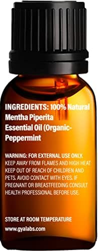 Органично Масло от Мента за растежа на косата и Набор от етерични масла от Органична Лавандула - Набор от етерични масла чисто терапевтичен клас - 2x0,34 течни унции - Gy