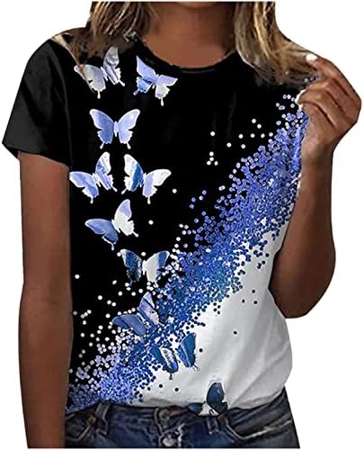 Стилни дамски Блузи с Къс Ръкав За Момичета, Тениски С Принтом във формата на Пеперуда, Годишна Базова Тениска,