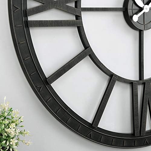 FirsTime & Co. Черни Стенни часовници Big Time, Голям Ретро Декор за хола и Домашния офис, Кръгли, Пластмасови, Селска