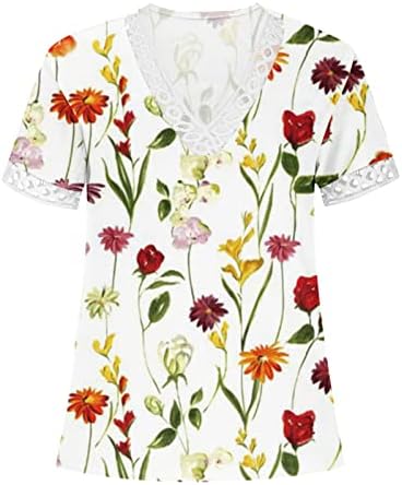 Лятна Есенна Блуза с Графичен Дизайн Тениска за Момичета, Лейси Памучен Ежедневна Блуза с V-образно деколте и Писалка IT IT