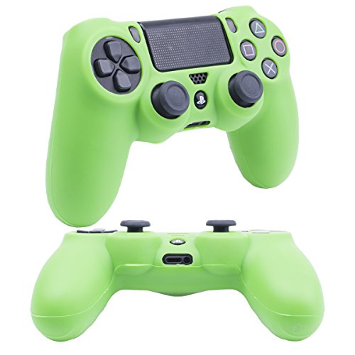 Силиконов калъф YoRHa Skin Case за Sony PS4/slim/Pro Dualshock 4 Контролера x 1 (зелен) с дръжки Pro за палеца x 8