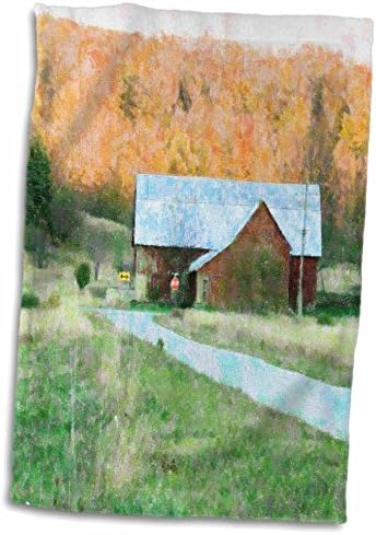 Кърпи 3dRose Florene Country Life - Селска Плевня през Есента - twl-54133-1)