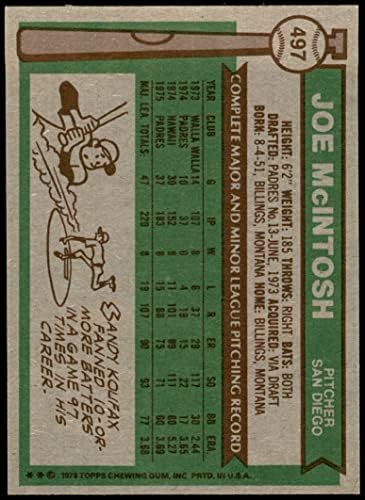 1976 Topps # 497 Джо Макинтош Сан Диего Падрес (Бейзболна карта) в Ню Йорк Падрес