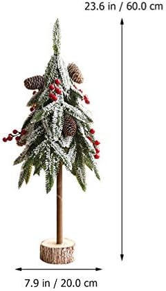Джобно Украса на масата Настолни Коледни Елхи Изкуствена Фигурка Коледно Модел на Коледно Десктоп Занаятчийско Украса с Дървена основа за Празнична украса (Зелен