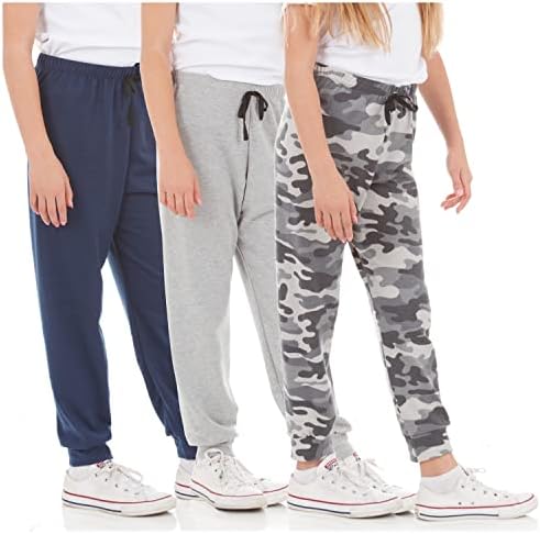 Спортни панталони за момичета Pure Essence - 3 опаковки на френски хавлиени панталон за активно бягане (Размер: