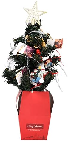 19,6-инчов Маса Мини-Изкуствена Коледна Елха, Мини Коледно Дърво с Топли Светлини и Висящи Бижута, Изкуствена