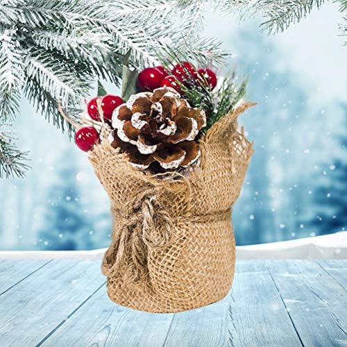 SEWACC Фалшив Коледна Украса за растения от шишарката В саксия, Творчески Украшение за Коледната трапеза (Раци ябълка