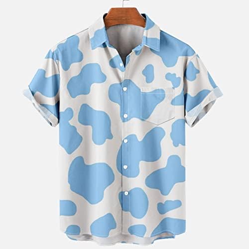 Хавайски Ризи с Хубав Принтом Крави за Мъже, Риза Свободно Намаляване на Копчета, Страхотна Ежедневна Блуза с