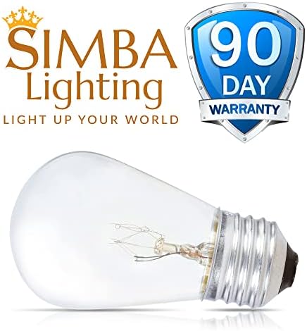 Simba Lighting String Light Outdoor S14 Замяна лампа 11 W E26 със Средна Винтовым основание за Украса на вътрешния двор, кафе, Беседки, Веранда, Прозрачно Стъкло, 11 W 110-120 В, 2700 К, Топло Бял?