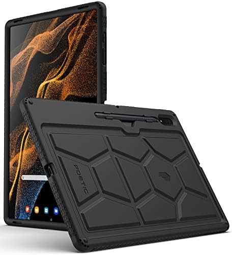 Поетичен Поло за Samsung Galaxy Tab S8 Ultra Case 14,6 См 2022, Сверхпрочный, Удароустойчив, Здрав, Удобен за деца Силиконов Калъф За защита от падане, черен